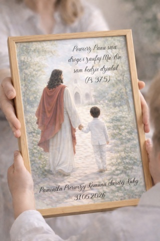 Pamiątka Komunijna, dziecko z Jezusem