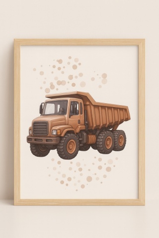 Zestaw 4 plakatów - pojazdy budowy + imię dziecka
