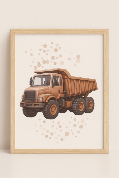 Zestaw 4 plakatów - pojazdy budowy + imię dziecka