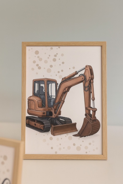 Zestaw 4 plakatów - pojazdy budowy + imię dziecka